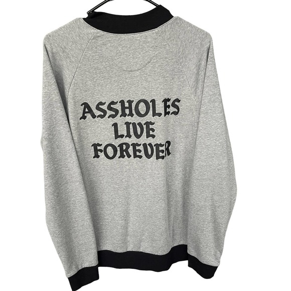 ALF A**holes Live Forever Jacket Mens Large Gray Full Zip Streetwear Long Sleeve - Picture 1 of 12